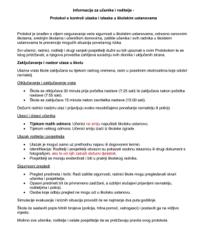 Obavijest za učenike i roditelje